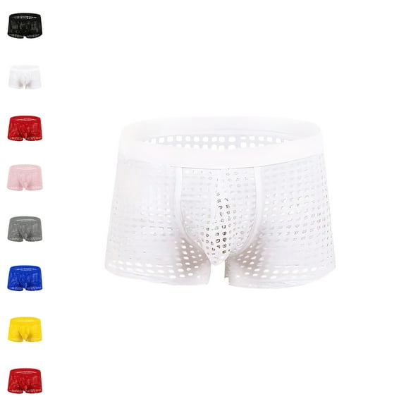 Maoxin Underwear For Men Pack Mesh Hollowed Out Sexy Solid Color Vent Underpants Underwear Men White L