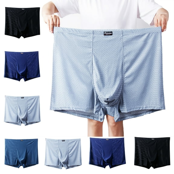 Maoxin Underwear For Men Pack Mesh Ice Silk Underwear Large Size Flat Angle Underwear Nylon Large Breathable Mens Boxer Briefs Underwear Gray 5XL