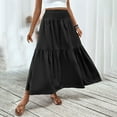 thumbnail image 1 of Maoxin Women Skirt Fashion Women Casual Summer Solid Elastic Waist Ankle Skirt ,Black,L, 1 of 5