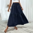 thumbnail image 1 of Maoxin Women Skirt Fashion Women Casual Summer Solid Elastic Waist Ankle Skirt ,Navy,XL, 1 of 6