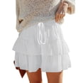 thumbnail image 1 of Maoxin Women Skirt Fashion Women's Solid Ruffle High Elastic Waist Mini Casual Skirts ,White,XL, 1 of 7