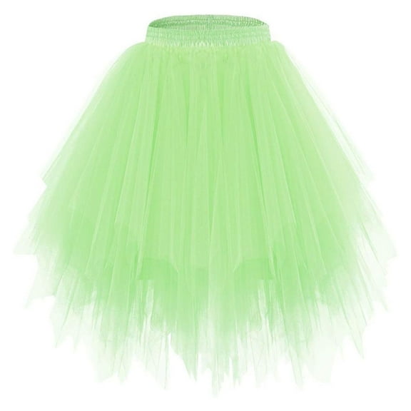 Maoxin Women Skirt Ladies' Star Spring/Summer High Waist Puff Skirt Cake Half Length Skirt Mesh Yarn Skirt ,Green,Free Size