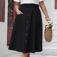 thumbnail image 1 of Maoxin Women Skirt Women's Color Blocked neck Slit Long Sleeved Waist Cinched Long Dress Skirts for Women Plus Size,Black,3XL, 1 of 8