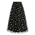 thumbnail image 1 of Maoxin Women Skirt Women's Long Skirt Flower Embroidery Solid Color High Waist Mesh Midi Skirt ,Black,S, 1 of 8