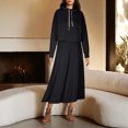 thumbnail image 1 of Maoxin Women Skirt Women's Long Sleeved Hooded Sweatshirt Skirt Set ,Black,M, 1 of 6