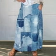 thumbnail image 1 of Maoxin Women Skirt Women's Printed Elastic Waistband Pleated Pocket Skirt With Mid Calf Skirt Plus Size Skirts for Women,Light Blue,4XL, 1 of 5
