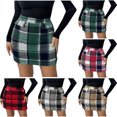 thumbnail image 1 of Skirts for Women Check Print High Waist Tight Pencil Skirt Summer Sexy Bag ButtocksSpicy Girl Half Body Short Skirt, 1 of 7