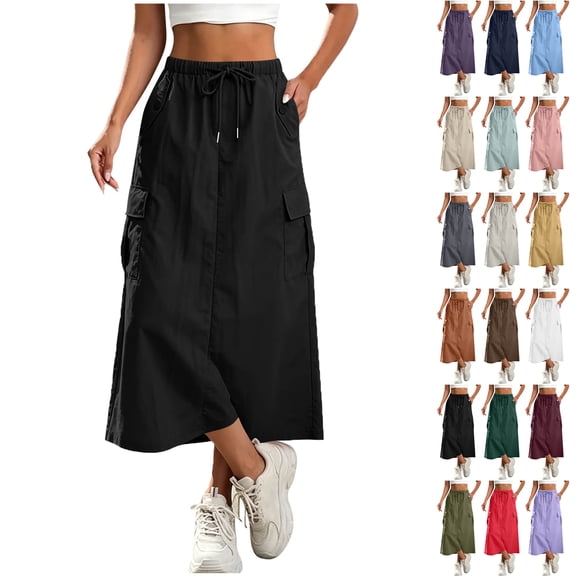 Maoxin Women Skirt Women's Summer Print Skirt ,Black,S