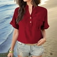 thumbnail image 1 of Maoxin Women's 3/4 Sleeve Tops Women's V Neck Casual Shirt 3/4 Sleeve T Shirts for Women Red L, 1 of 8