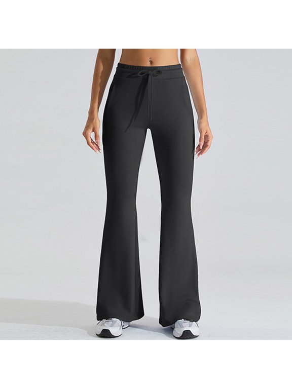 Maoxin Women's Leggings Ladies Fashionable Solid Color Loose And Sports Drawstring Double Pocket Yoga Fitness Pants Workout Pants Women Black S