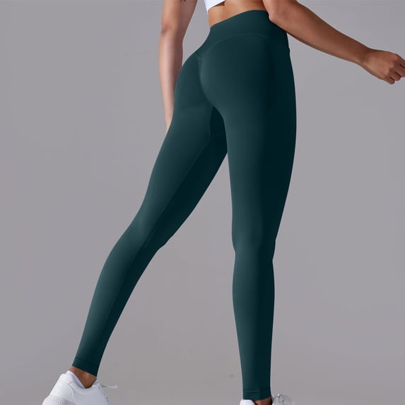 Women's Leggings Seamless Knitted Breathable Solid Color Waist Peach Hip Yoga Pants For Running And Fitness Nine Cent Pants For Women Workout Pants Women Navy 2XL