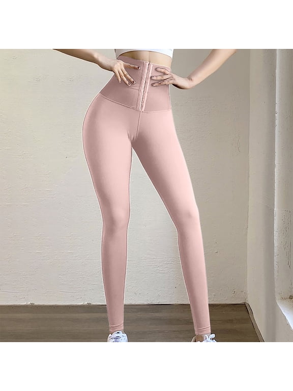 Maoxin Women's Leggings Women Sport Fitness Yoga Pants High Waist Body Shaping Breasted Elasticity Pants Workout Pants Women Pink XL