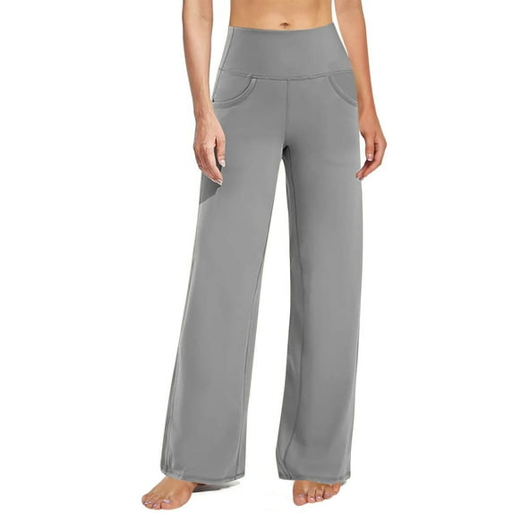 Maoxin Women's Leggings Women's Solid Color Yoga Pants Loose Fitting Straight Leg Women's Sports Casual Wide Leg Long Pants Yoga Pants Workout Pants Women Khaki L