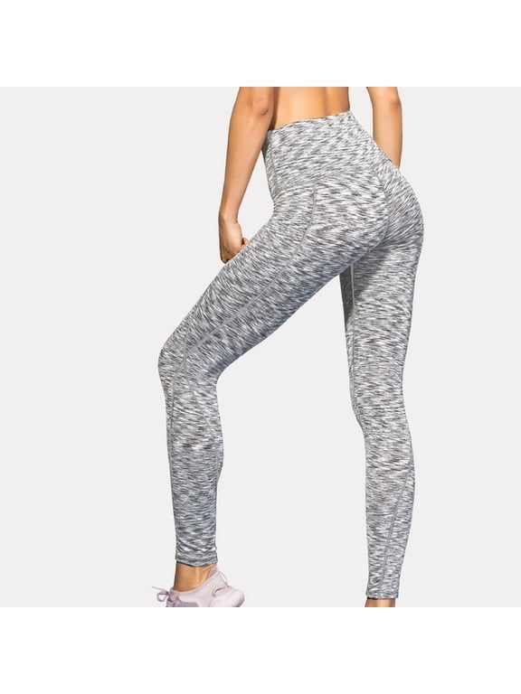 Maoxin Women's Leggings Women's Super High Waist Yoga Pants Slant Pockets Fitness Running Training Stretch Quick Dry Tight Sports Pants Workout Pants Women Gray L
