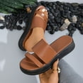 thumbnail image 1 of Maoxin Women's Sandals Fashion Casual Summer Round Head Solid Color One Line Thick Soled Sandals Ladies Sandals Brown 42, 1 of 4