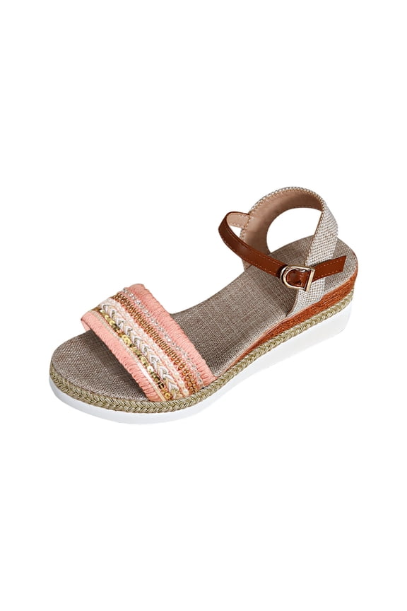 Women's Sandals Fashion Casual Summer New Style Fish Mouth Wedge Heel Thick Bottom Sandals Sandals for Women Pink 37