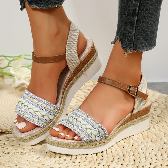 Maoxin Women's Sandals Fashion Casual Summer New Style Fish Mouth Wedge Heel Thick Bottom Sandals Sandals for Women White 39