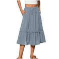 thumbnail image 1 of Maoxin Women's Skirts Women Fashion Leisure Pocket Solid Wrinkles Middle And Lower Legs Skirt ,Light Blue,M, 1 of 6