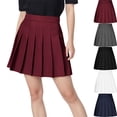thumbnail image 1 of Maoxin Women's Skirts Women's Solid Color Pleated Belt Pants High Waisted Skirt ,Wine,XL, 1 of 9