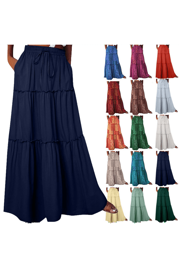 Maoxin Women's Skirts Women's Solid Color Sexy Wrapped Hip Fringe Elastic Skirt Floor Sweeping Long Skirt ,Blue,S