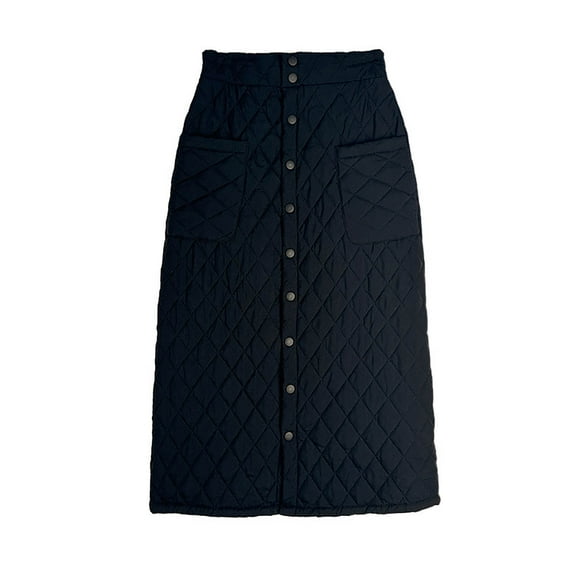 Maoxin Women's Skirts Women's Spring And Summer Denim Dress Pocket Skirt Casual Mid length Skirt ,Black,XL