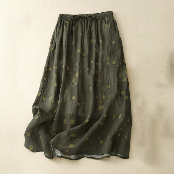 Maoxin Women's Skirts Women's Summer Fresh Double Layer Printed Pocket Inner Half Skirt ,Army Green,M