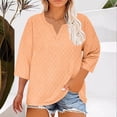 thumbnail image 1 of Maoxin Womens 3/4 Sleeve Tops Women Fashion Plus Size Solid Color V Neck 3/4 Sleeve Blouses Women 3/4 Sleeve T Shirts Orange 3XL, 1 of 5