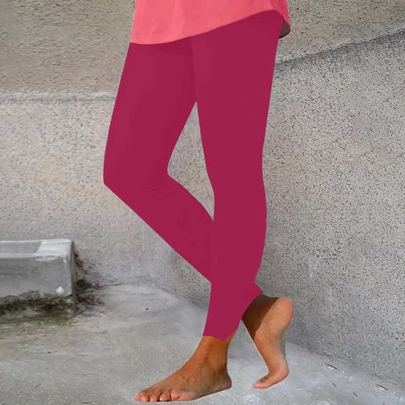 Womens Leggings Fashion Casual Women Solid Span Ladies High Waist Wide Leg Trousers Yoga Pants Pants for Women Hot Pink L