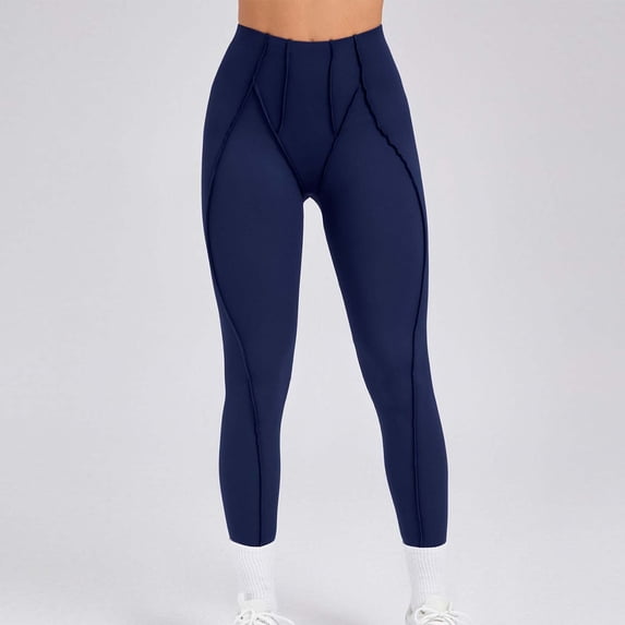 Womens Leggings Women Fashion High Waisted Fallow Tight Bodybuilding Yoga Full Length Pants Pants for Women Navy M