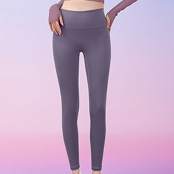 Maoxin Womens Leggings Women's High Waist Solid Color Hip Lifting Exercise Fitness Tight Yoga Pants Pants for Women Purple S