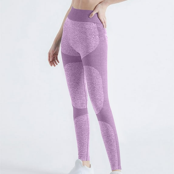 Womens Leggings Women's New Thread Hip Lifting Tight Fitting Abdominal Drying Compression Elastic Fitness Pants Leggings Yoga Pants Pants for Women Purple M