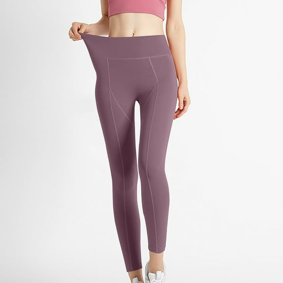 Maoxin Womens Leggings Women's Solid Color High Waist And Hip Lifting Exercise Fitness Tight Yoga Pants Pants for Women Purple XL