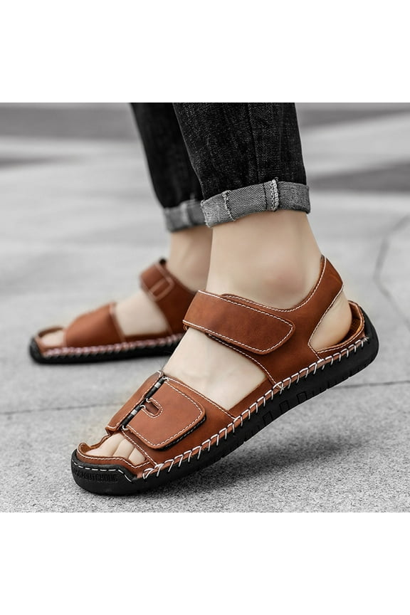 Womens Sandals Men's Fashion Casual Beach Spring And Summer New Breathable Open Toe Thick Soled Sandals Sandals for Women Brown 38