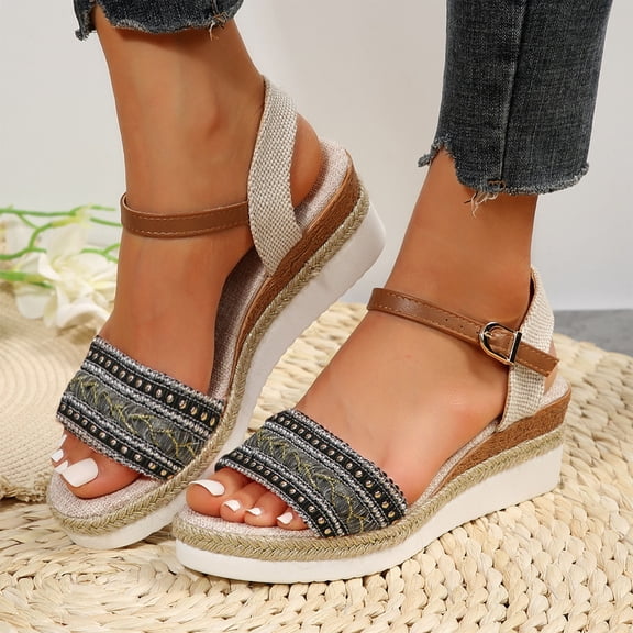 Maoxin Womens Sandals Fashion Casual Summer New Style Fish Mouth Wedge Heel Thick Bottom Sandals Ladies Sandals Black 37