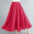thumbnail image 1 of Maoxin Womens Skirts Women Casual Summer Large Solid Elastic Waist Flax line Ankle Skirt ,Red,Free Size, 1 of 6
