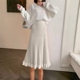 thumbnail image 1 of Maoxin Womens Skirts Women Solid Color Mink Ruffle Pleated Skirt High Waisted Knitted Half Skirt ,White,Free Size, 1 of 6