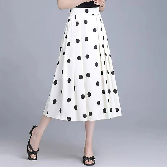 Maoxin Womens Skirts Women's Elastic Pocket Printed line Skirt ,White,L