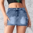 thumbnail image 1 of Maoxin Womens Skirts Women's Retro Stretch Slim Pocket Fashion Sexy Denim Skirt ,Blue,L, 1 of 8