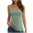 thumbnail image 1 of Womens Tops Fashion Women's Summer Sleeveless Solid V Neck Camisoles Tank Top Ladies Blouses Plus Size Women Tops Green M, 1 of 8