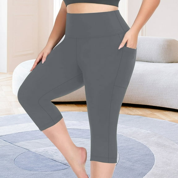 Maoxin Yoga Pants Women Large Size Drying Tight Elastic Comfortable Pocket Fitness Pants Capris Yoga Pants Plus Size Yoga Pants for Women Dark Gray 4XL