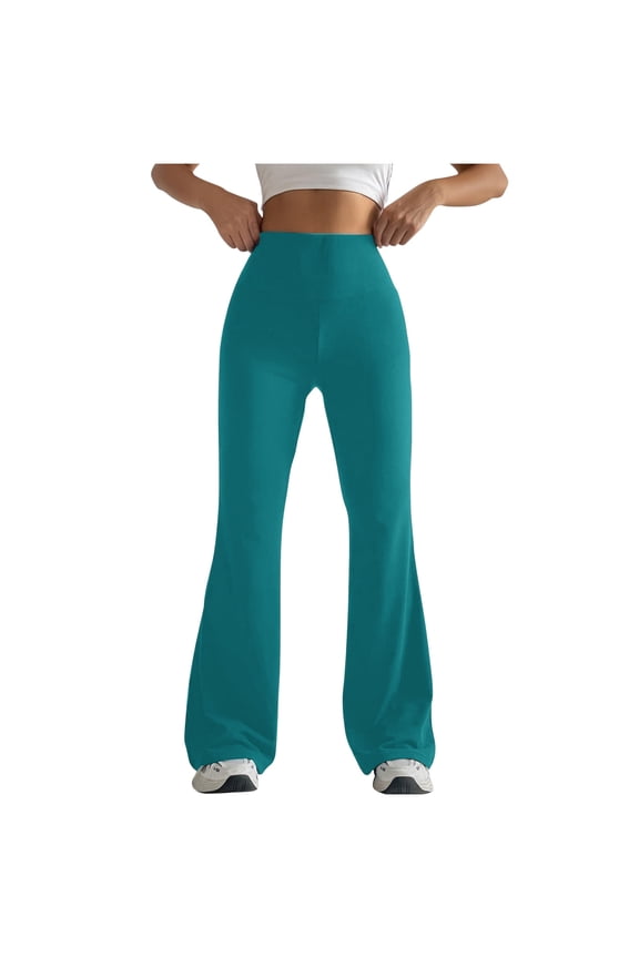 Yoga Pants Women Solid Color Tight Fitting Hip Shaping Flared Pants Yoga Pants Plus Size Yoga Pants for Women Green S