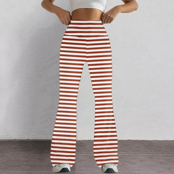 Yoga Pants Women Tight Fitting Hip Hugging Shapewear Striped Flared Pants Yoga Pants Plus Size Yoga Pants for Women White L