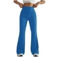 thumbnail image 1 of Maoxin Yoga Pants Women Women Solid Color Tight Fitting Hip Shaping Flared Pants Yoga Pants Workout Leggings Blue S, 1 of 4
