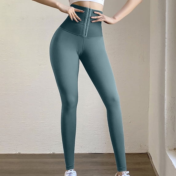 Yoga Pants Women Women Sport Fitness Yoga Pants High Waist Body Shaping Breasted Elasticity Pants Workout Leggings Green M