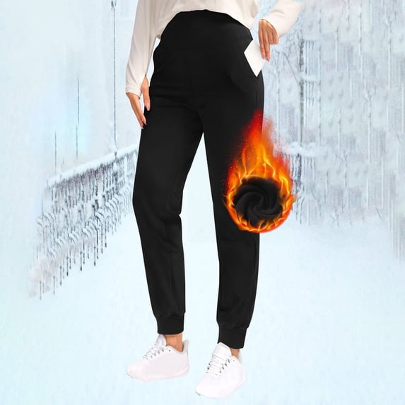 Maoxin Yoga Pants Women's New Solid Color Plus Velvet Warm Ankle Strap Pocket High Waisted Compression Elastic Fitness Pants Leggings Sports Pants Workout Leggings Black 2XL