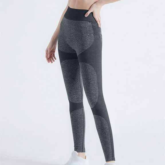 Yoga Pants Women's New Thread Hip Lifting Tight Fitting Abdominal Drying Compression Elastic Fitness Pants Leggings Yoga Pants Workout Leggings Gray M