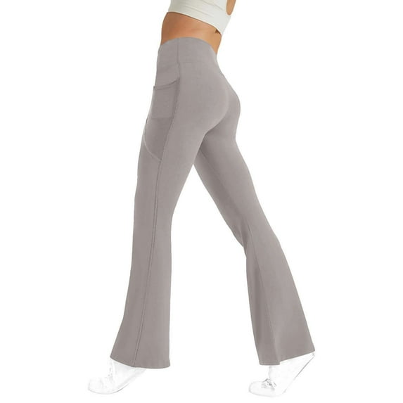 Maoxin Yoga Pants Women's Solid Color High Waisted Hip Elastic Pocket Fitness And Sports Tight And Nude Yoga Long Pants Workout Leggings Gray S