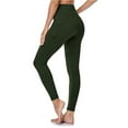 thumbnail image 1 of Yoga Pants Women's Solid Color Pocket Yoga Leggings Soft Abdominal High Elastic Slim High Waist Yoga Pants Workout Leggings Army Green M, 1 of 3