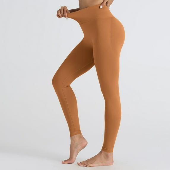 Maoxin Yoga Pants Women's Solid Color Seamless Hip Lifting Breathable Yoga Suit With Tight Fitting High Waisted Sports Bottom Fitness Pants Plus Size Yoga Pants for Women Yellow L