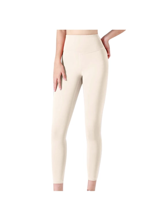 Yoga Pants Women's Super High Waist Yoga Pants Slant Pockets Fitness Running Training Stretch Quick Dry Tight Sports Pants Plus Size Yoga Pants for Women Beige M